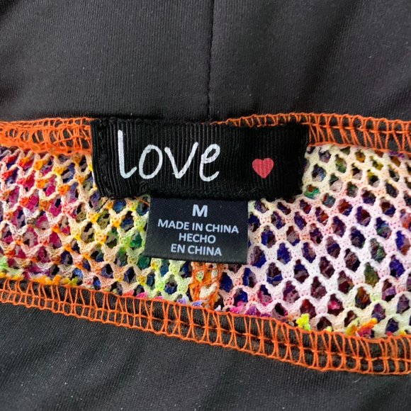 Love Crochet Knit Tie Dye Set M Rainbow Crop Top Elastic Waist Festival Cover Up - Picture 7 of 7